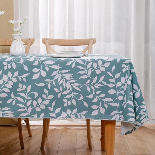 Walrus Heavy Duty Vinyl Tablecloth with Flannel Backing Waterproof Oil-Proof Plastic Table Cloth Stain-Resistant Wipeable Rectangle or Square Table Cover for Indoor and Outdoor (Branch, 60X102 Inch)