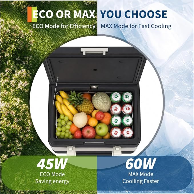 Garvee 12V Portable Car Refrigerator, 52QT Portable Freezer for Camping | with -4℉ to 50℉ Adjustable Temperature, 12/24V DC & 110-240V AC Compressor Fridge, Fast Cooling for Travel, Truck