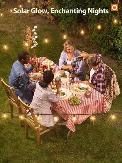 addlon 50FT Solar String Lights for Outside G50 Waterproof | with USB Port Solar Patio Lights Outdoor Solar Powered, 3 Light Modes for Backyard Porch Garden Market Bistro Camping