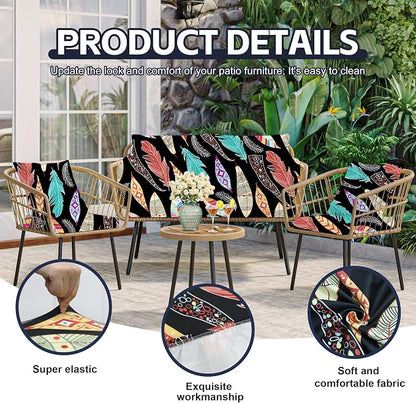 8Pcs Patio Cushion Covers, Outdoor Stretch Cushion Covers, Washable | Stretch Fit, Replacement, Washable and Reusable Furniture Protectors, Fits most patio furniture cushion covers, Cover Only