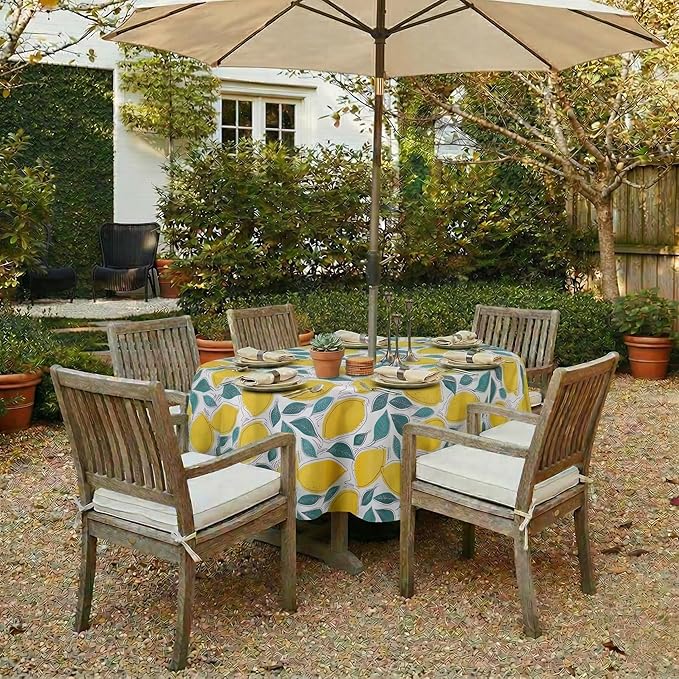EHouseHome Outdoor Indoor Tablecloth with Umbrella Hole for Oval Table,Waterproof Patio Table Cloths, Spring/Summer Table Covers with Zipper for Backyard Circular Table/BBQs/Picnic,60 x 84 inches