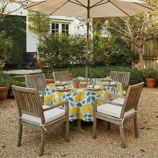EHouseHome Outdoor Indoor Tablecloth with Umbrella Hole for Oval Table,Waterproof Patio Table Cloths, Spring/Summer Table Covers with Zipper for Backyard Circular Table/BBQs/Picnic,60 x 84 inches