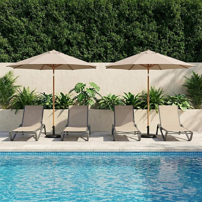 9ft Outdoor Patio Umbrella, Market Table Umbrella with Crank and Easy Push Button Tilt, Wood Grain Frame, UPF 50+ for Pool, Garden, Deck, Backyard