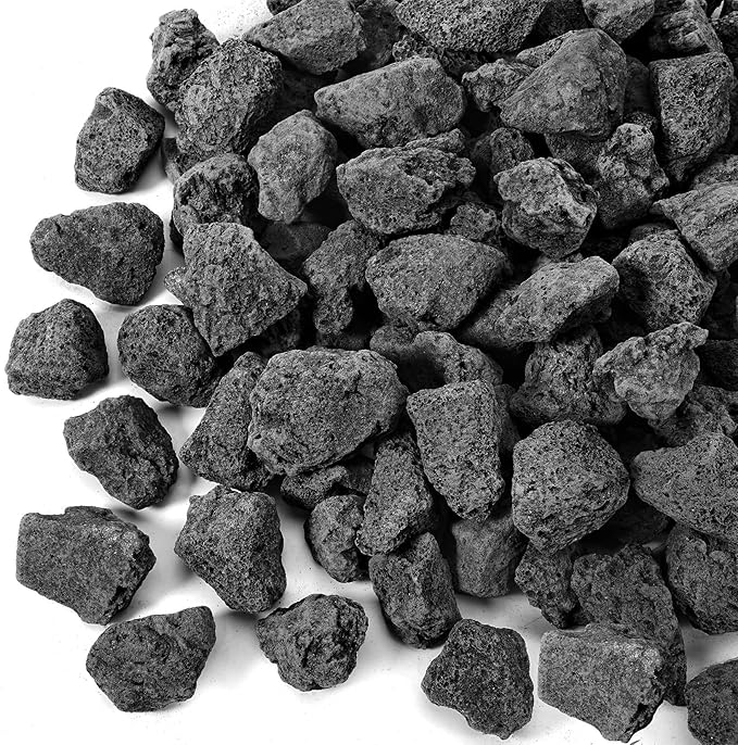 GasSaf 10 Pounds Black Lava Rocks for Fire Pit, Fireplace, Gas Fire Tables, Gas Log Set, Decorative Landscaping Rocks for Indoor and Outdoor (0.8-1.2 Inch)