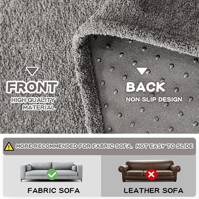MYSKY HOME Couch Cover Sofa Covers for 3 Cushion Couch, Dog Couch Cover Protector for Sectional Sofa Covers Couch Protector, Non Slip Furniture Covers for Pet Cat, 91" x 118", Grey