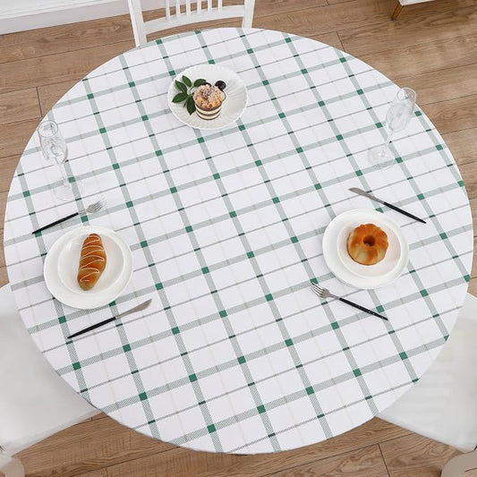 Walrus Round Vinyl Fitted Tablecloth with Flannel Backing Elastic Edge Design Table Cover Waterproof Oil-Proof PVC Table Cloth Stain-Resistant Best for 32"-36" Round
