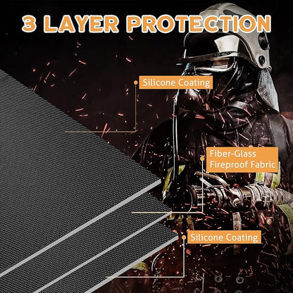 Cyfie 36 Inch Round Under Grill Mat for Outdoor BBQ, Heat Resistant Fireproof Mats for Fire Pit, Waterproof Oil-Proof Double-Sided Silicone Floor Pad Deck Fireplace Stove Patio Grass Protector