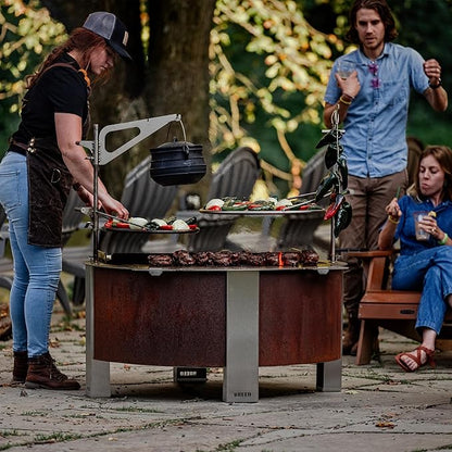 Breeo Smokeless Fire Pit (X Series 42, Corten Steel, Lid Included) | 46 inch Smokeless Firepit for Outside | 190 Pounds | Ideal for Large GatheringsCompatible with Wide Range of Breeo Accessories
