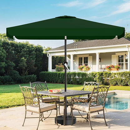 AreShark 6.5 x 10 FT Rectangular Valance Patio Umbrella, Outdoor Umbrella with Tilt and Crank, Market Table Umbrellas W/ 6 Ribs UV Protection for Garden, Deck, Backyard and Pool, Dark Green