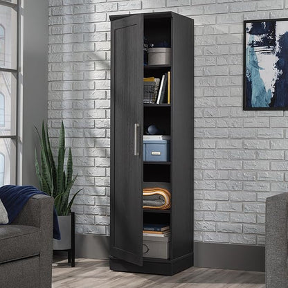 Sauder HomePlus Kitchen Pantry Storage Cabinet Slim Single Door with Adjustable Shelves, Living Room Storage Cabinet, in Raven Oak