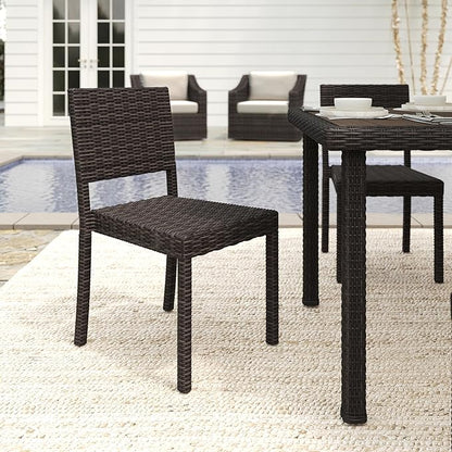 Martha Stewart Bedford Indoor-Outdoor Stackable Patio Chair with Rattan Wicker Finish in Brown