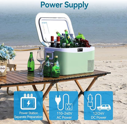 Megiu 12 Volt Refrigerator Portable Car Freezer 13.5 Quart (12.8 Liter) Compressor Cooler 12V/24V DC 110～240 Volt AC for Truck Van RV Camper SUV Boat Travel Camping Road Trips Tailgating -18℃~+15℃