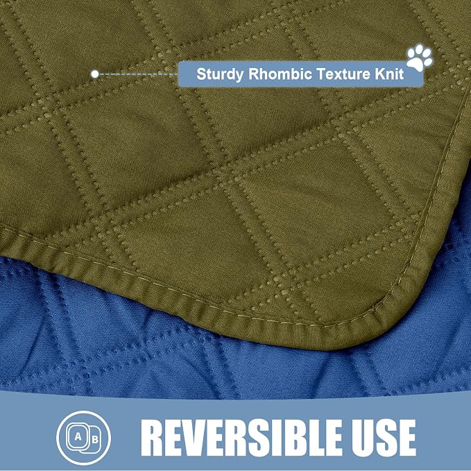 Smiry Waterproof Reversible Dog Bed Cover Pet Blanket | Pet Friendly, Soft Fabric, Washable Dog Blanket for Furniture Bed Couch Sofa, Checkered (82"x82", Green/Navy)