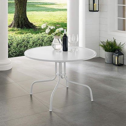Crosley Furniture Griffith 5-Piece Outdoor Dining Set for 4, Retro Metal Round Patio Table and Chairs, White and Tangerine