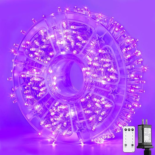 JMEXSUSS 400 LED Purple Halloween Lights Outdoor, Purple String Lights | 132 Ft Purple Christmas Tree Lights Indoor for Garden Patio Party Bedroom Christmas Decor, Plug in with Remote, 8 Modes