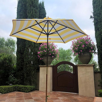 Formosa Covers - 9ft Market Patio Umbrella Replacement Canopy - 6 Ribs Top Canvas - Olefin UV Protective and Water Resistant Umbrella Fabric - Premium Quality Replacement Canopy Cover ONLY (Cabana Yellow)