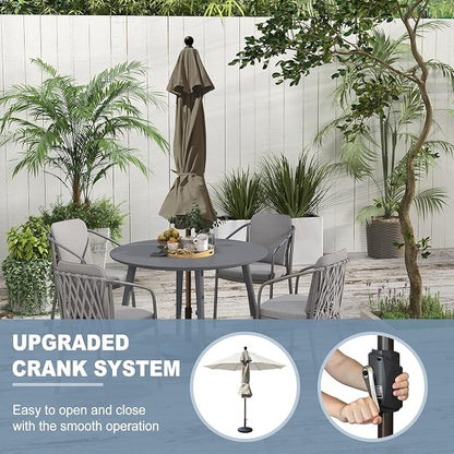 EliteShade USA 10-Year-Non-Fading 10Ft Market Patio Umbrella, UPF 50+ UV Protection Performance Sun Umbrella, Heavy Duty Commercial Grade Outdoor Table Umbrella with Crank, Windproof Vented Top for Garden, Pool, Deck and Outdoor Playsets, No Tilt, Taupe