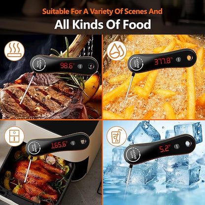 0.5s Instant Read Digital Meat Thermometer, Paysean ±0.5℉ with Auto-Rotating Backlit Display, IP67 Waterproof and Calibration for Cooking, Candy, Grilling, BBQ, Liquid, Smoker, Beef