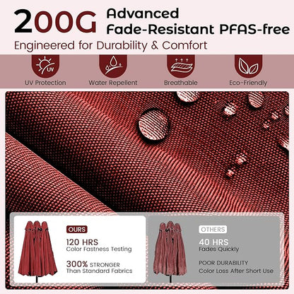 15ft Red Patio Umbrella with Base Included,Rectangle Double Extra Large Table Umbrella Outdoor Giant Umbrella for Porch Pool Lawn Deck,Market,Backyard Outside,Burgundy Red