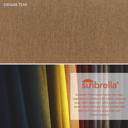 California Umbrella 9' Round Aluminum/Fiberglass Umbrella, Push Open, Bronze Pole, Sunbrella Teak Fabric