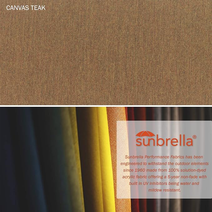 California Umbrella 11' Round Aluminum/Fiberglass Umbrella, Pulley Lift, Bronze Pole, Sunbrella Teak Fabric