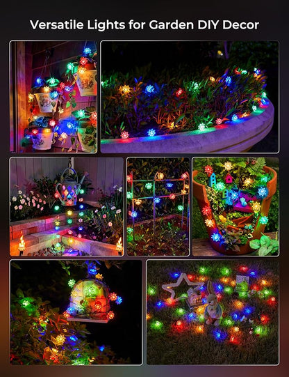 Brightown 2 Pack Solar String Lights Outdoor Waterproof, Total 46FT 100 LED Multicolor Flower Fairy Lights for Christmas Yard Garden Tree Patio Lawn Holiday Outdoor Decor