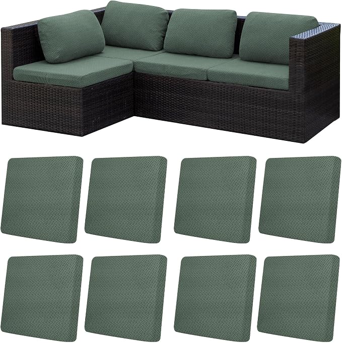 8Pcs Patio Cushion Covers, Outdoor Stretch Cushion Covers, Washable | Stretch Fit, Replacement, Washable and Reusable Furniture Protectors, Fits most patio furniture cushion covers, Cover Only