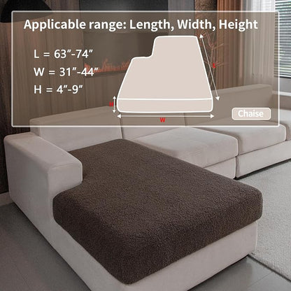 OHSIO Couch Cushion Covers for Sectional Sofa, Stretch Soft Sofa Slipcovers Washable Wear-Resistant Universal Furniture Protector for Living Room(1 Piece Chaise Cover, Brown)