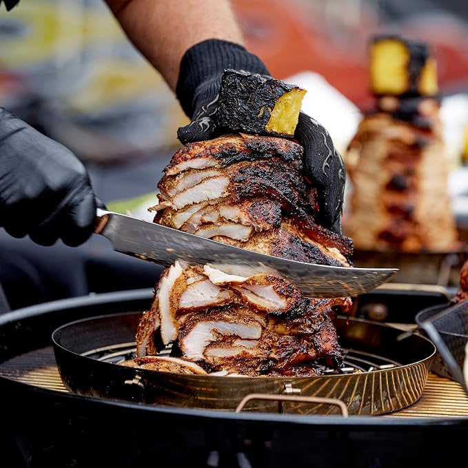 Mr. Bar-B-Q Extra Large Vertical Griller Powered by Trompo King | For Tacos Al Pastor, Shawarma, Kebabs, Gyro, Vertical Stand with 3 Sized Spikes