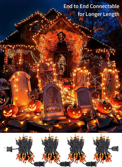 Brightown Orange Halloween Mini Lights, 50 Count 10 Feet Mini String Lights | Incandescent Bulb Connectable Halloween Lights for Haunted House Ghost Party Holiday Window Indoor Outdoor Decoration