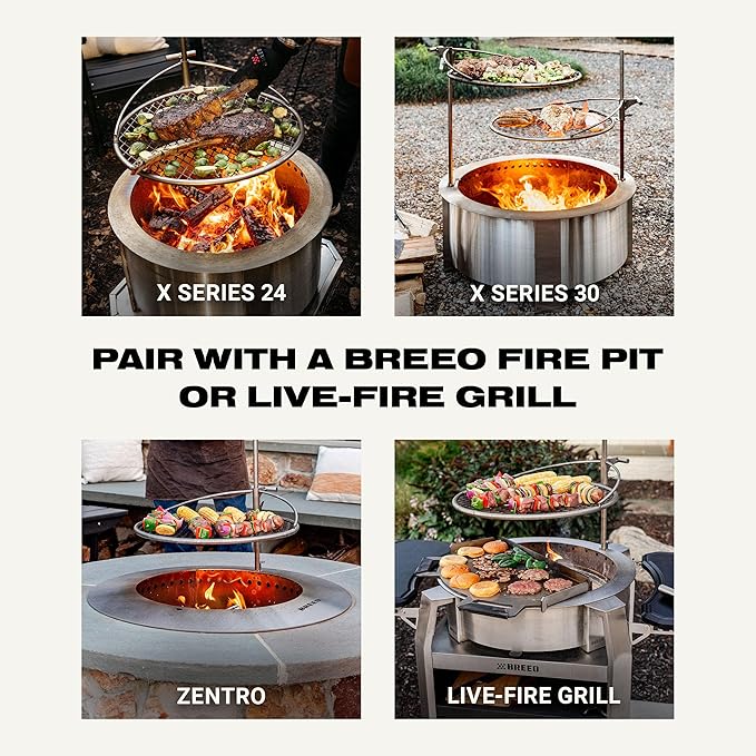 Outpost Grill 24 - Campfire Grill - Breeo X Series Accessory - Stainless Steel, Durable, USA Made - Campfire Grate - Camping Cooking Rack - Fire Pit Accessories