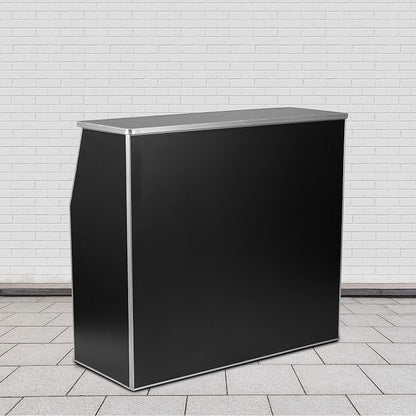 Flash Furniture Amara 4' Black Laminate Foldable Bar - Portable Event Bar