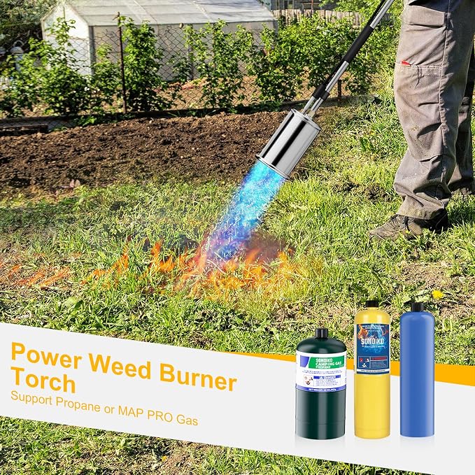 Sondiko Big Flame Propane Torch Head Kit, Weed Torch, Heavy Duty Blow Torch Detachable Propane Weed Torch with High Output for Garden Stumps Wood Ice Snow Roofing(Black & Yellow)