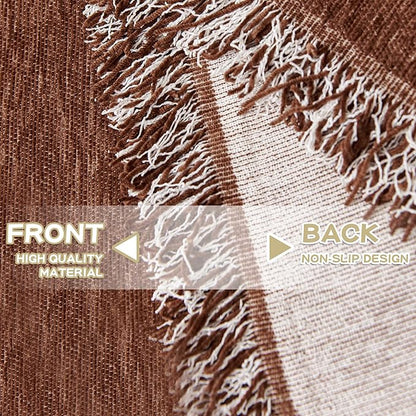 MYSKY HOME Sofa Covers Washable Sectional Couch Covers - 3 Cushion Slipcover Furniture Protector with Tassels for Kids, Dogs, Pets - 91"x134", Chocolate