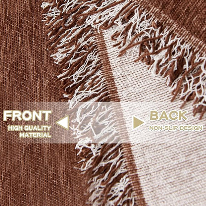 MYSKY HOME Sofa Covers for 2 Cushion Dogs - Boho Textured Soft Washable Decorative Couch Covers with Tassels, 71"x118", Chocolate