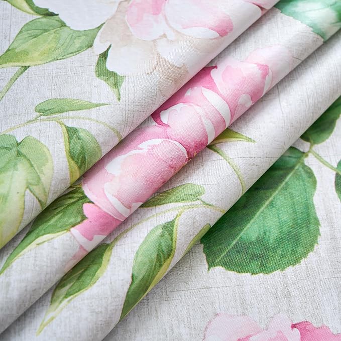 LIBERECOO Reinforced Vinyl Tablecloth with Flannel Backing Waterproof Oil-Proof Floral Plastic Table Cloth Stain-Resistant Wipeable Table Cover Not Stiff