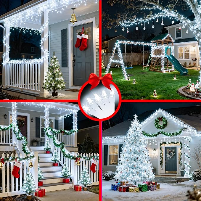 750 LED 240FT Christmas String Lights Outdoor, 12 Pro Modes with Timer | with Memory & Brightness, Plug-in Waterproof Clear Wire Twinkle Light for Xmas Yard Tree Wedding Party Decor (Cool White)