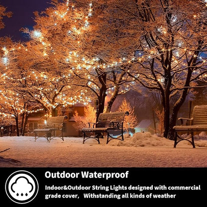500 LED String Lights - Outdoor/Indoor Plug-in Twinkle Fairy Lights, 46ft 500LED, Warm White & White