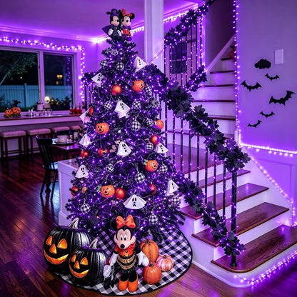 JMEXSUSS 99Ft Purple Halloween Lights, 300 LED Purple Christmas Lights | Purple Lights Indoor Outdoor Clear Wire for Yard Tree Xmas Spooky Halloween Party Decor (Non-Connectable)