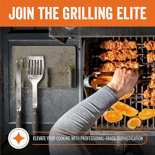 Yukon Glory Grey Silicone Grill Utensil Rest, Heat-Resistant BBQ Utensil Holder Mat, Non-Stick, Dishwasher Safe