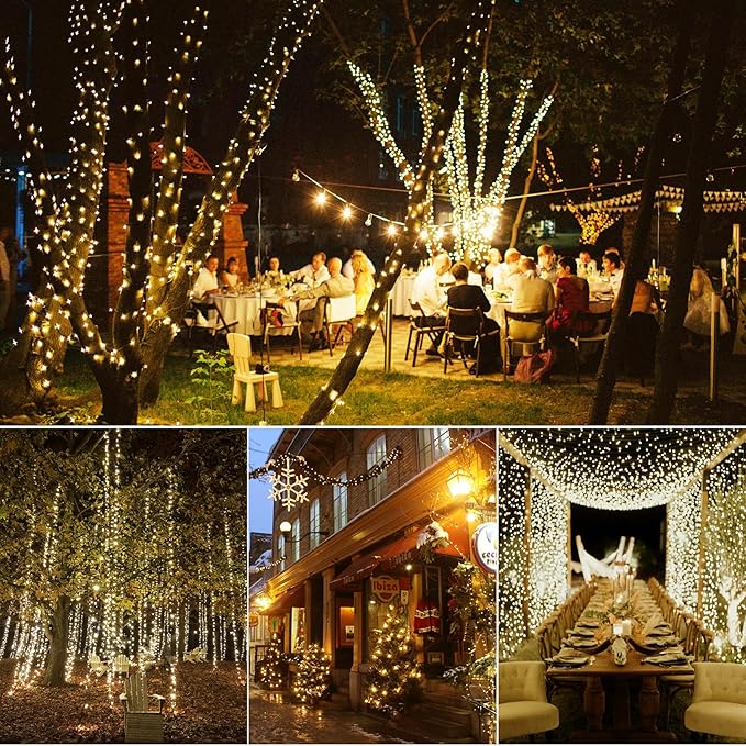 Battery Operated Fairy Lights With Remote - 200 LED Christmas Twinkle Lights With Timer, 16Ft Green Wire, Waterproof String Light for Bedroom, Garland, Outdoor Tree, Wreath - Battery Power (Pack of 2)