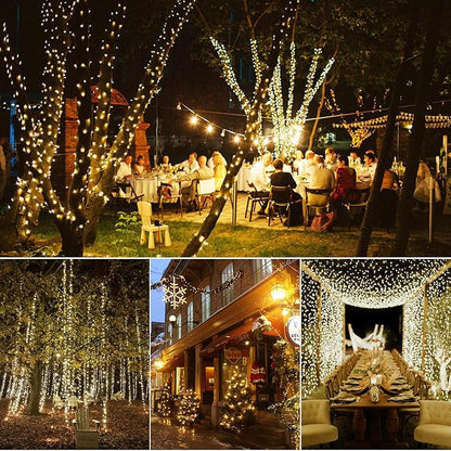 Battery Operated Fairy Lights With Remote - 200 LED Christmas Twinkle Lights With Timer, 16Ft Green Wire, Waterproof String Light for Bedroom, Garland, Outdoor Tree, Wreath - Battery Power (Pack of 2)