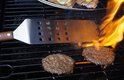 RSVP International Endurance (BQ-FLP) BBQ Long Spatula Flipper, 16.25" | Flip Burgers & Other Food w/ Long Handle that Keeps Hands Safe from Fire | Made from Stainless Steel & Rosewood