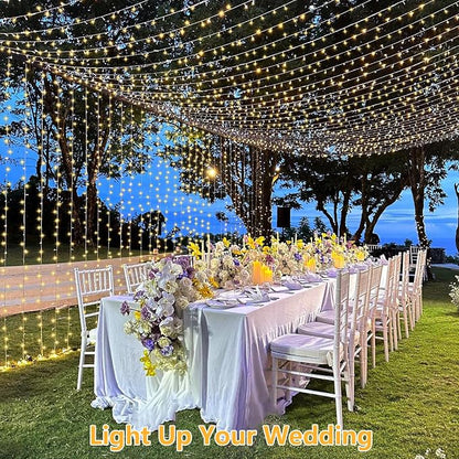 YEGUO 165ft 500 LED String Lights Outdoor Waterproof, Clear Wire Christmas Lights Indoor Plug in, 8 Modes Fairy Light for Bedroom Classroom Christams Party Wedding Tree Decor(Warm White)