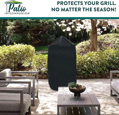 Patio Companion Professional 27.5 Inch Kettle Grill & Vertical Smoker Cover, 5 Year Warranty, Heavy Duty UV Blocking Material, Waterproof, Weather Resistant, Cover for Weber, Nexgrill, Pit Boss, Black