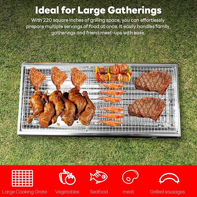 portable charcoal grill: Foldable charcoal grill - stainless steel Outdoor Barbecue Grill, suitable for camping and backyard grilling (small)