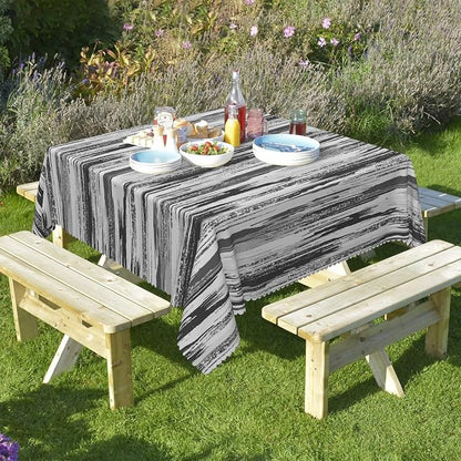 Abstract Striped Square Tablecloth 60x60 Inch Gray and White Old Texture Grunge Stripes Vintage Mosaic Dust-Proof Table Cover Protector for Home Kitchen Restaurant Picnic Camping BBQ