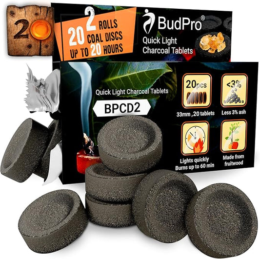 Quick Light Charcoal Tablets 33mm – 40 Tablets (4 Rolls) Fast Lighting Charcoal Discs for Incense, Resin, Frankincense & Bakhoor