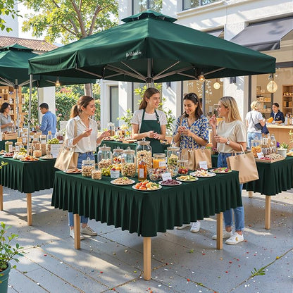 Hunter Green Spandex Square Tablecloths 54x54 Inch, 2 Pack Wrinkle Free Fitted Card Table Cloth Stretch Square Table Cover for Kitchen Dinner, Holiday Party, Wedding Banquet, Display Trade Show