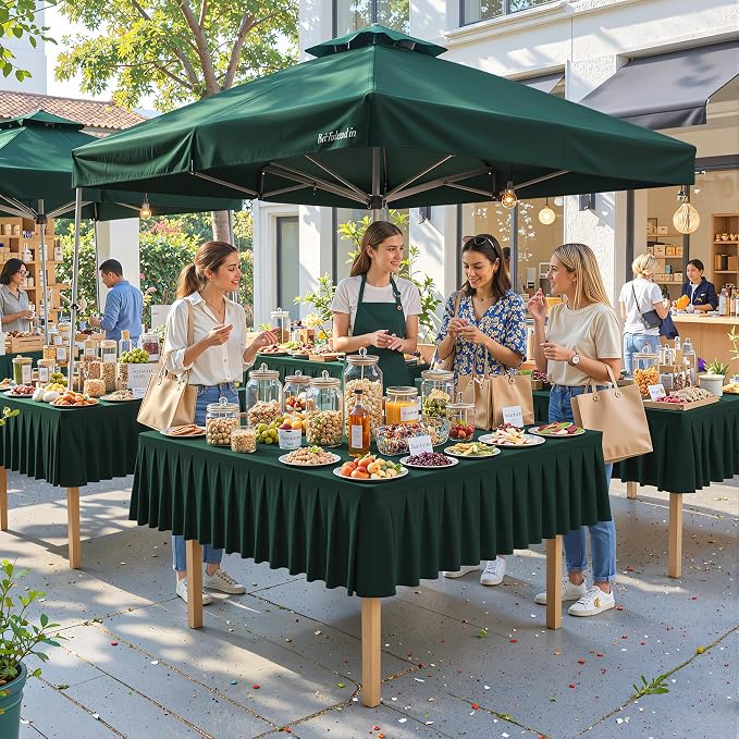 Hunter Green Spandex Square Tablecloths 60x60 Inch, 2 Pack Wrinkle Free Fitted Card Table Cloth Stretch Square Table Cover for Kitchen Dinner, Holiday Party, Wedding Banquet, Display Trade Show
